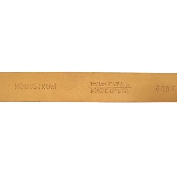 NORDSTROM Italian Calfskin Leather Covered Buckle Belt Women's L - Made in USA - Picture 7 of 7